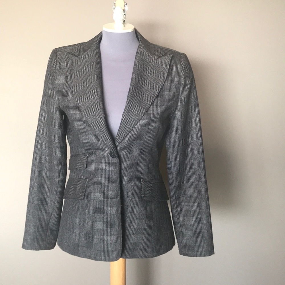 Black Plaid double breast 3 pocket Jacket